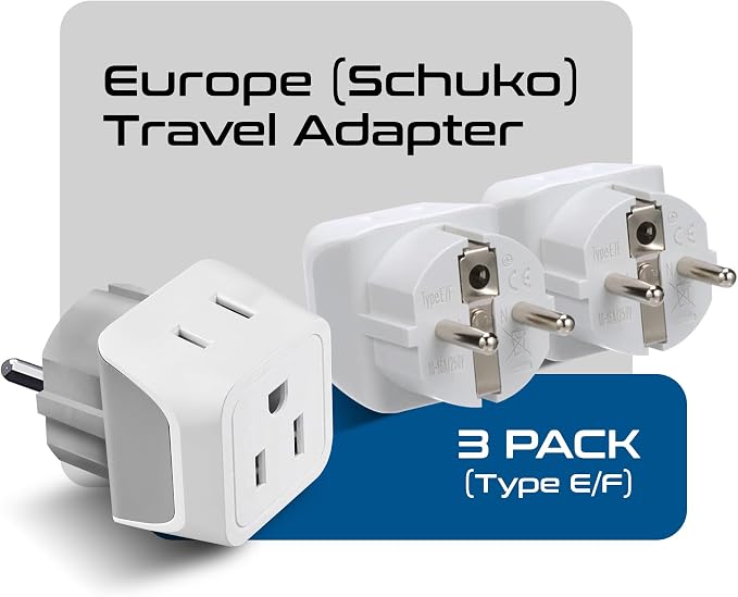 Ceptics Schuko Germany, France Plug Adapter, Dual Input - Image 2