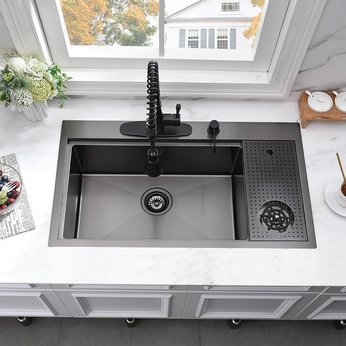 33 Inch Black Drop In Kitchen Sink - Image 3