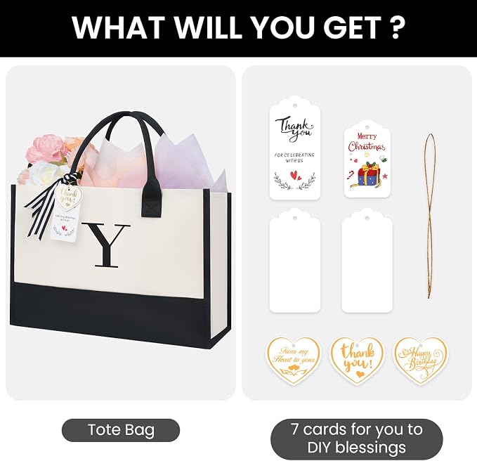 BAGAIL Initial Tote Bag, Personalized Birthday Gifts - Image 2