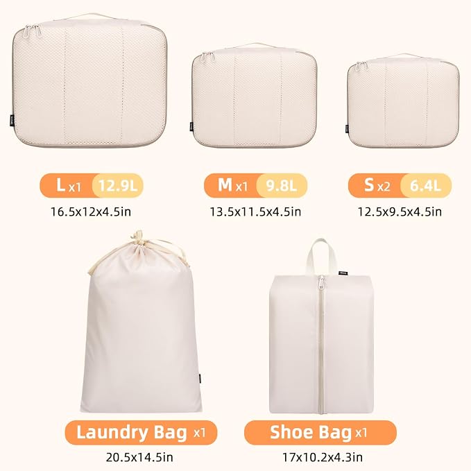 BAGAIL 6 Set Packing Cubes Luggage Packing Organizers - Image 2