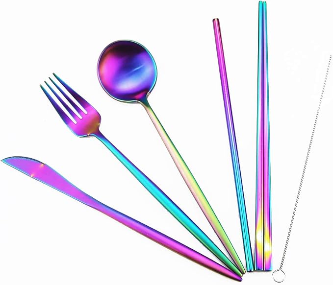 Gugrida Reusable Travel Utensils, 7 Piece Portable 304 Stainless Steel - Image 5