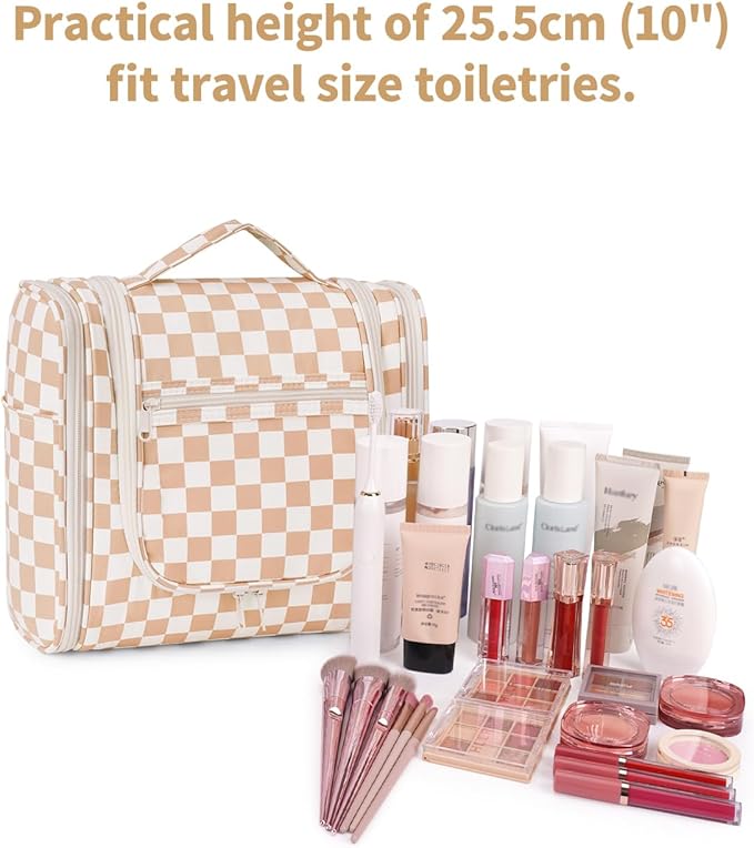 Narwey Checked Hanging Travel Toiletry Bag - Image 4