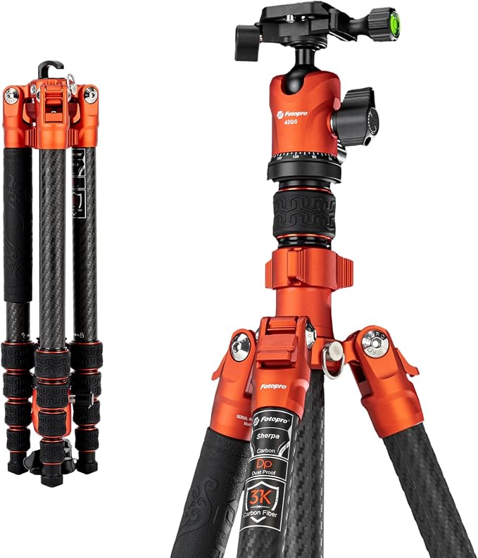 Fotopro 60" Carbon Fiber Tripod, Compact Lightweight Travel Tripod by Fotopro