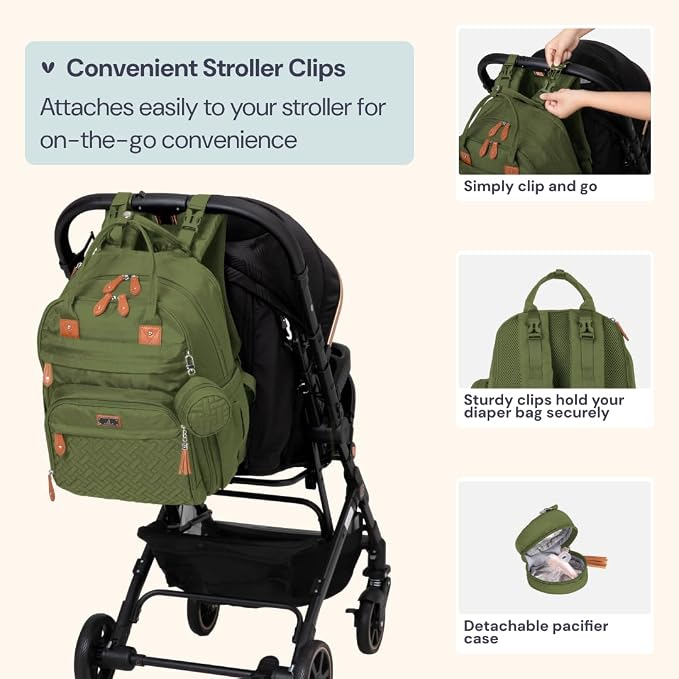 BabbleRoo Extra Large Diaper Bag Backpack, Expandable Baby Bag - Image 6
