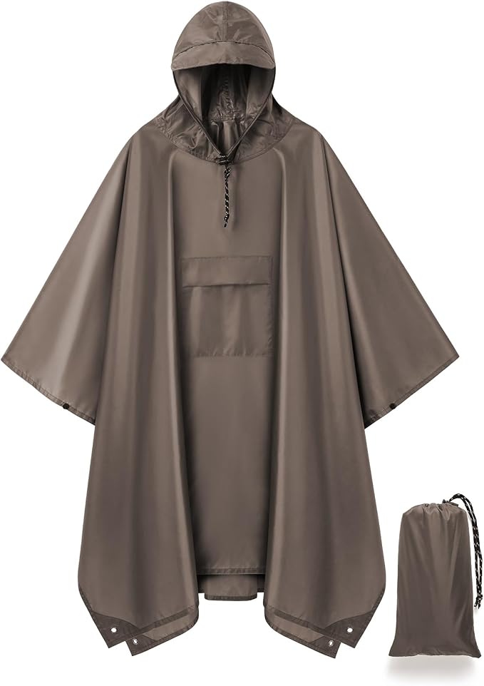 salamra Hooded Rain Poncho Waterproof Raincoat Jacket by salamra