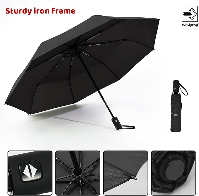 SY COMPACT Umbrella Automatic Travel Waterproof Light Folding Umbrellas Easy - Image 5