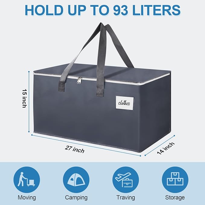 2 Pack Extra Large 93L Moving Bags, 60lb Heavy Duty Moving Totes - Image 2