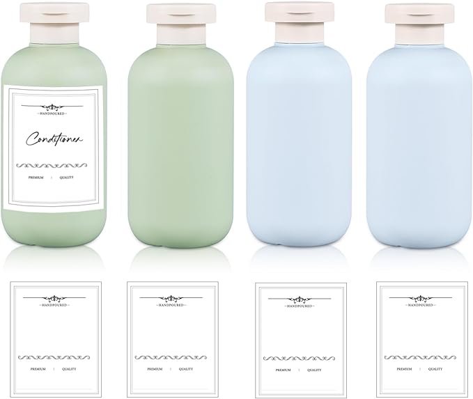 6.8 oz Plastic Travel Shampoo Bottles, Refillable Flip Cap Squeeze Bottles by UMETASS