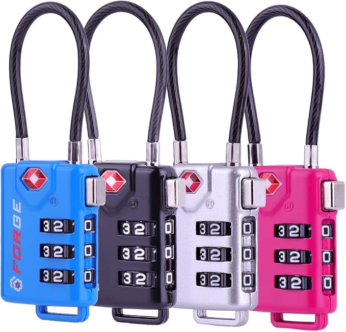 TSA Approved Cable Luggage Locks, Re-settable Combination by Forge