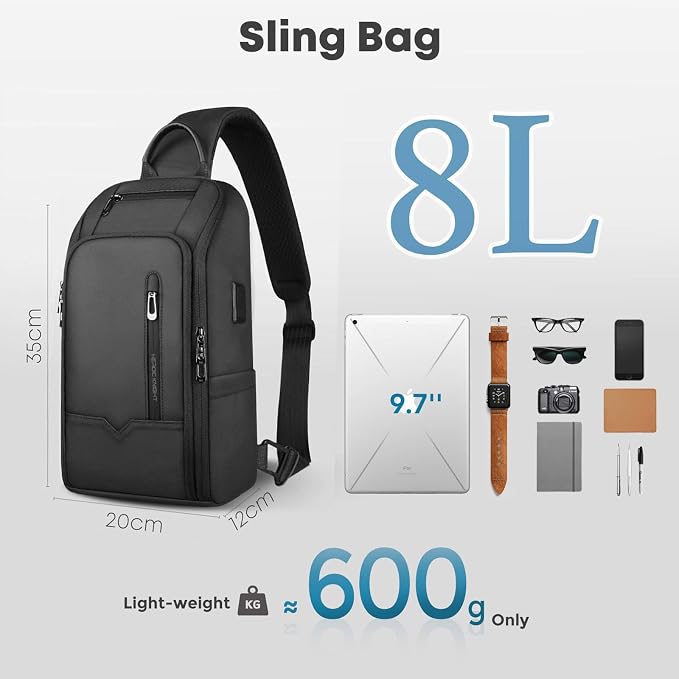 Crossbody Sling Bag for Men, Waterproof Sling Crossbody Backpack - Image 3