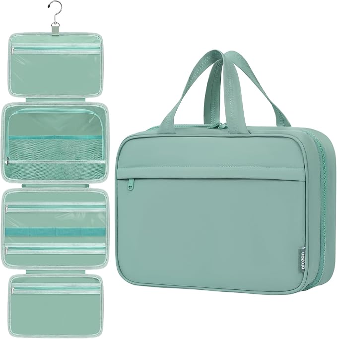 Toiletry Bag For women, Portable Hanging Organizer, 4 Leakproof Compartment for by PREZON