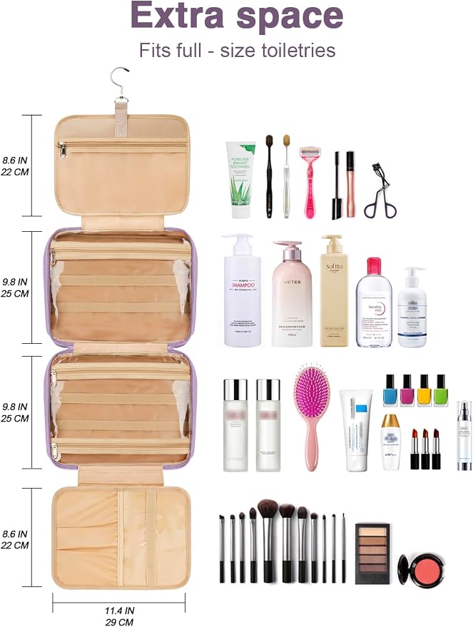 Women's Hanging Toiletry Bag, Waterproof Travel Cosmetic Organizer - Image 6