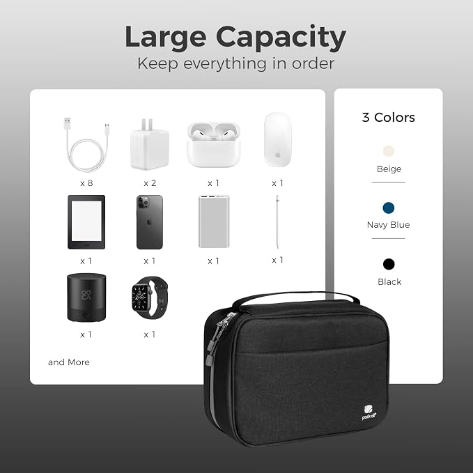 pack all Electronic Organizer Plus, Larger Capcity Cable Organizer Bag - Image 7