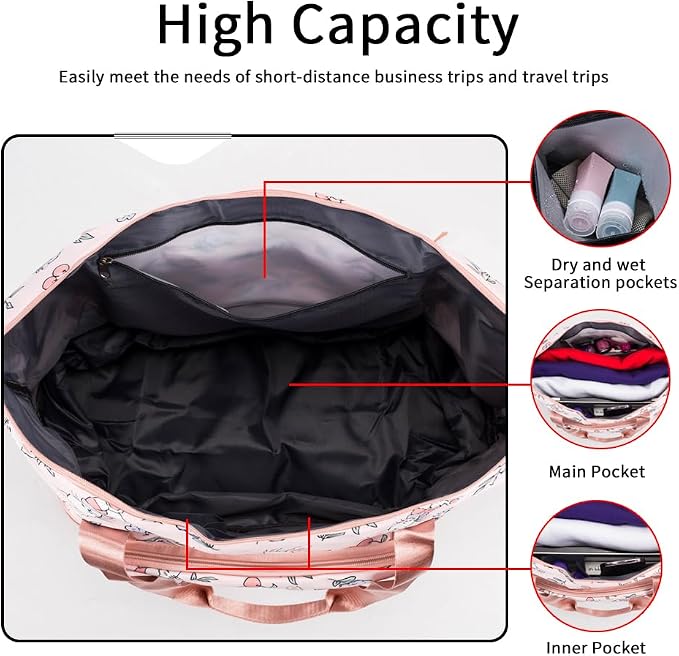 Large Capacity Foldable Travel Bag Expandable Portable Carry on Bag Dry&Wet - Image 4