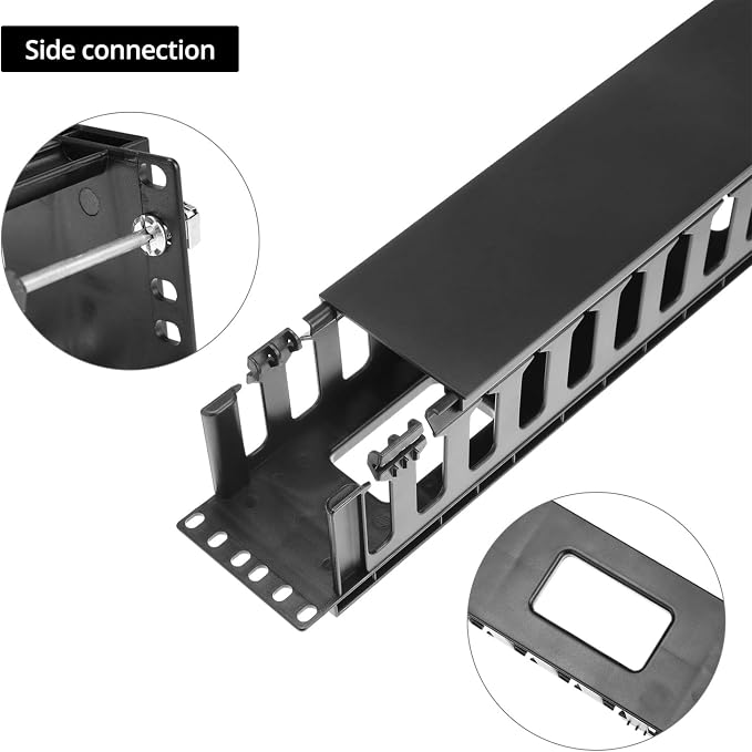 QWORK 4 Pack 2U Horizontal Rack Mount Cable Management Organizer, 19x3.5x3.4 - Image 4