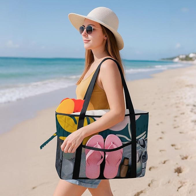 8-Pocket Waterproof Tote for Women -Sandproof Beach Bag - Image 2