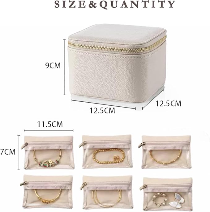 Jewelry Box Organizer for Women, Small Jewelry Travel Case, Leather Travel - Image 7