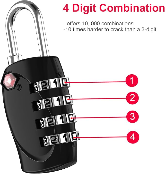 ZHEGE Luggage Locks TSA Approved, Zipper Locks - Image 4
