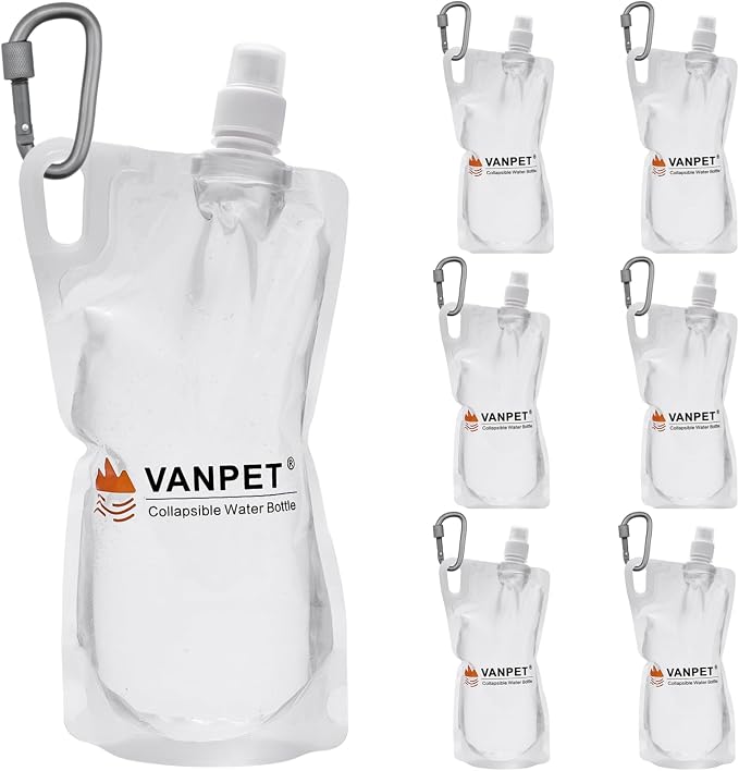 1L Hiking Collapsible Water Bottles, 33OZ BPA-Free Plastic Flasks, Reusable by VANPET