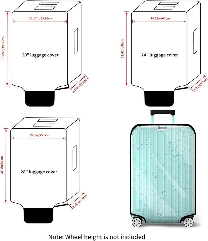 3 Pieces Clear Luggage Cover Protectors, 0.4mm Thicken PVC Suitcase Covers - Image 3