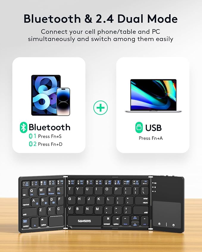 Samsers Multi-Device Foldable Bluetooth Keyboard - Image 2