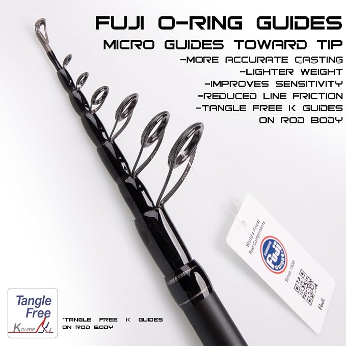 RIFT Venture Telescopic Fishing Rods, Rubber Grips, Fuji Guides, Carbon Fiber - Image 3