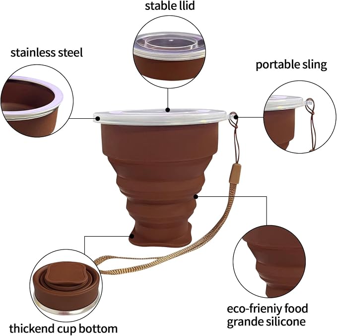 200ML Collapsible Cup- Silicone Foldable Expandable Folding Drinking Cup - Image 3
