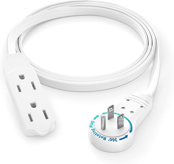 Maximm Cable 3 Ft 360° Rotating Flat Plug Extension Cord/Wire, 16 AWG Multi 3 by MaximmCable
