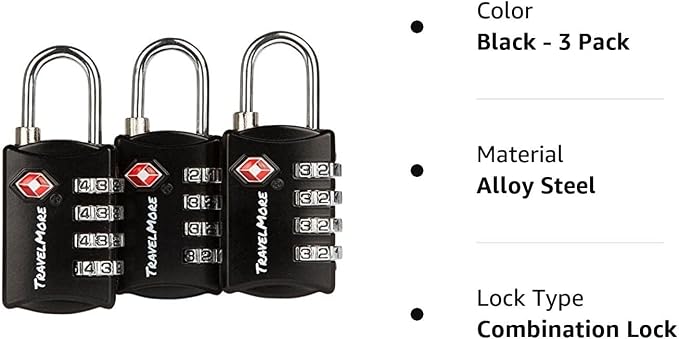 3 Pack TSA Luggage Locks with 4 Digit Combination – Heavy Duty Set Your Own - Image 10