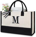 TOPDesign Embroidery Initial Canvas Tote Bag, Personalized Present Bag by TOPDesign