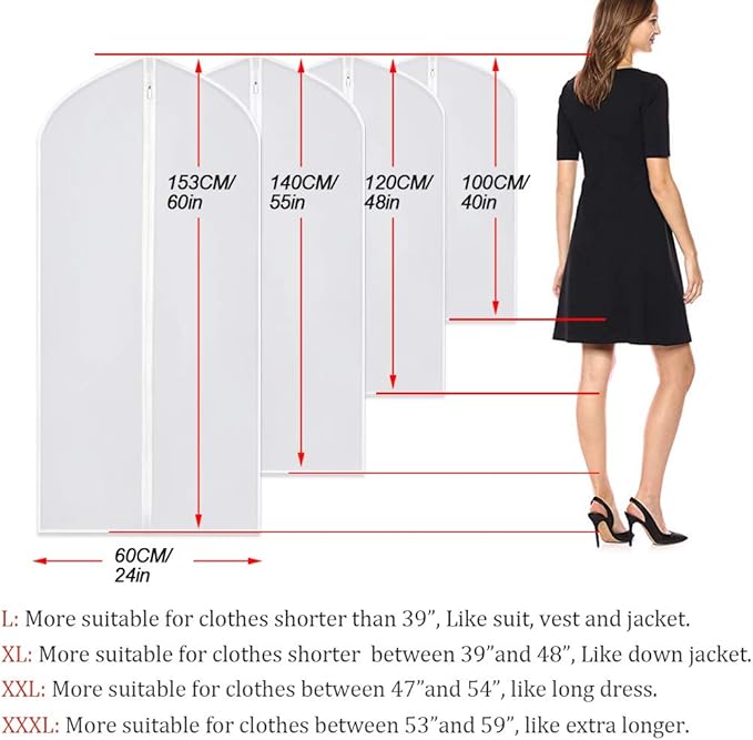 Garment Bags for Hanging Clothes 24''X48'' Suit Bags for Closet Storage Plastic - Image 2