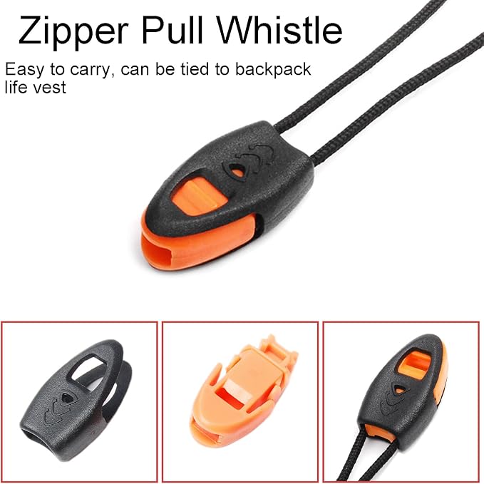 5 Pack Zipper Pull Whistles, Loud Emergency Survival Whistle - Image 3