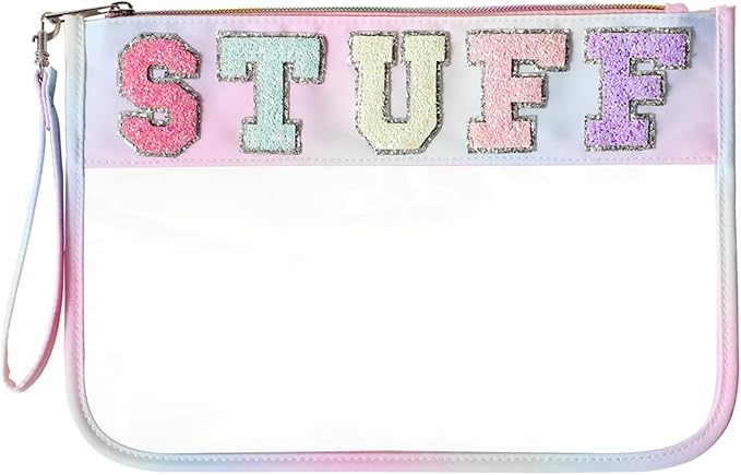 DYSHAYEN Chenille Letter Clear Zipper Pouch by DYSHAYEN