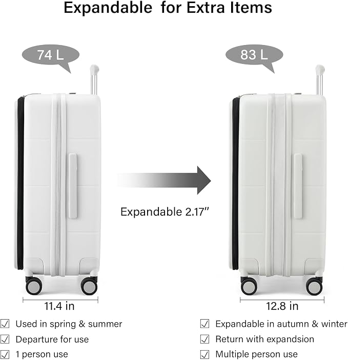 Hanke Hardside Expandable Checked Luggage, 24 Inch Top Opening Trunk Luggages - Image 2
