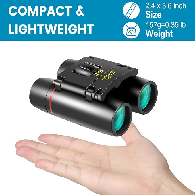 12X25 Mini Pocket Binoculars Compact, Small Lightweight Foldable - Image 4