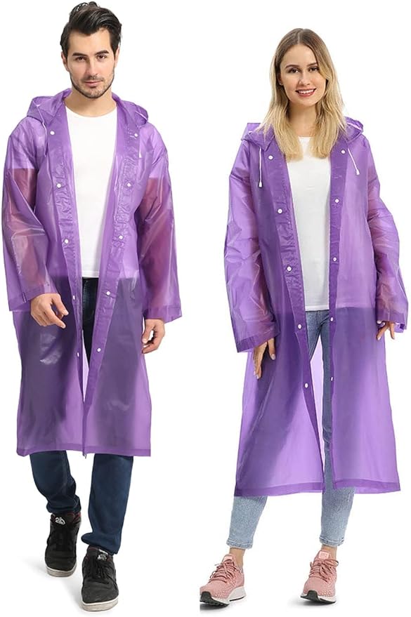 Opret 2 Pack Raincoats for Adults Reusable, EVA Rain Ponchos Lightweight Rain by Opret
