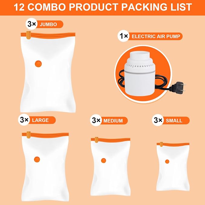 AGPTEK 12 Pack Vacuum Storage Bags Compression Storage Bags - Image 2