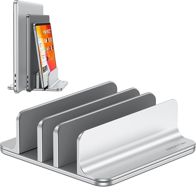 OMOTON 3-Slot Vertical Laptop Stand, Desktop Aluminum Stand by OMOTON