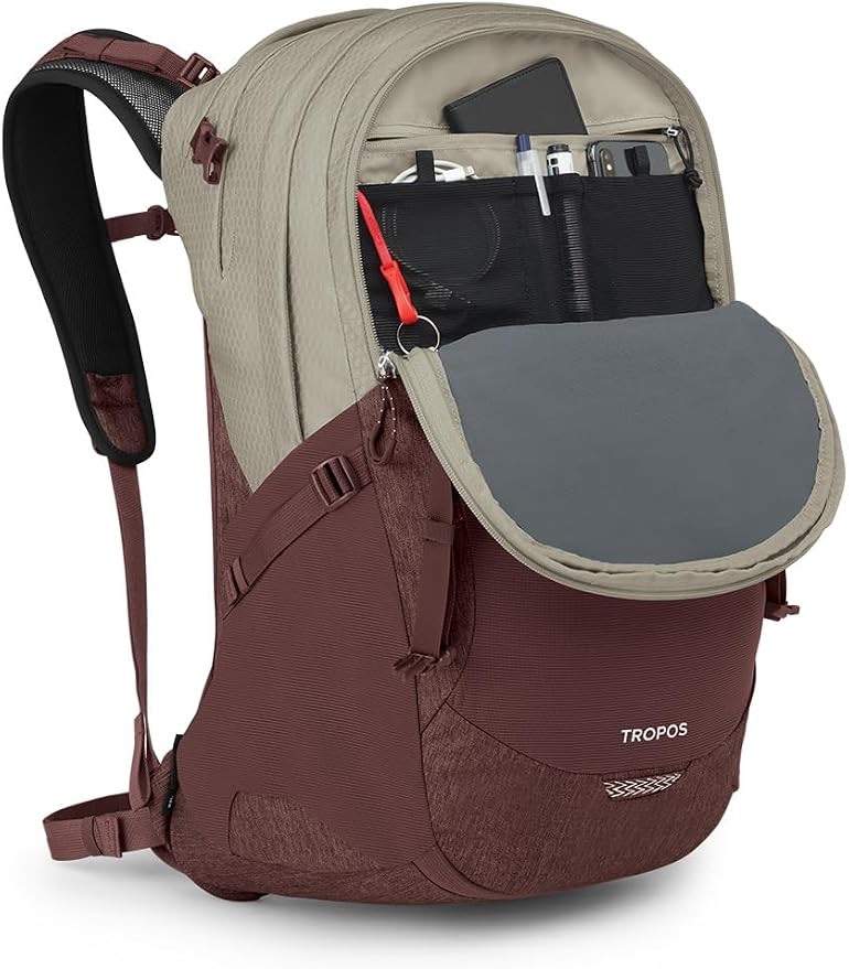 Osprey Tropos Laptop Backpack, Sawdust Tan/Raisin Red - Image 4