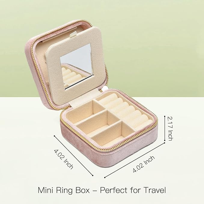 TAIMY Travel Jewelry Case, Small Plush Velvet Travel Jewelry organizer - Image 3