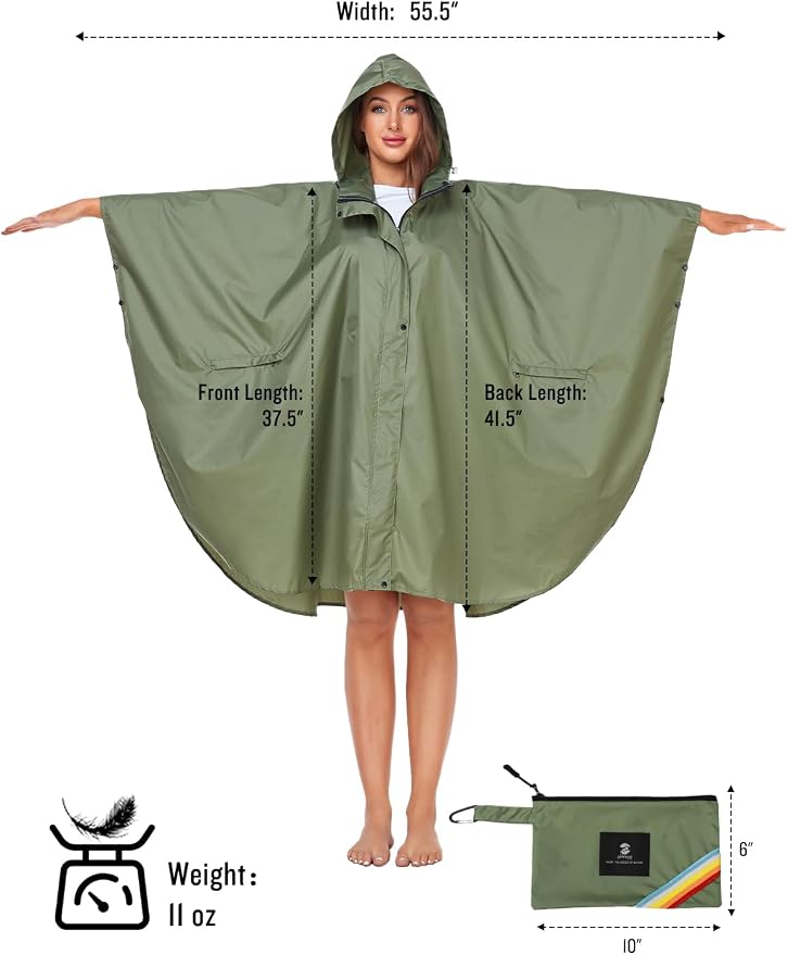 SaphiRose Unisex Rain Poncho Hooded Waterproof Raincoat - Image 6