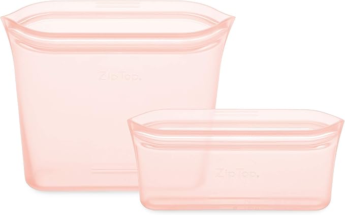 Zip Top Reusable Food Storage Bags | 2 Bag Set | Silicone Meal Prep Container | - Image 2