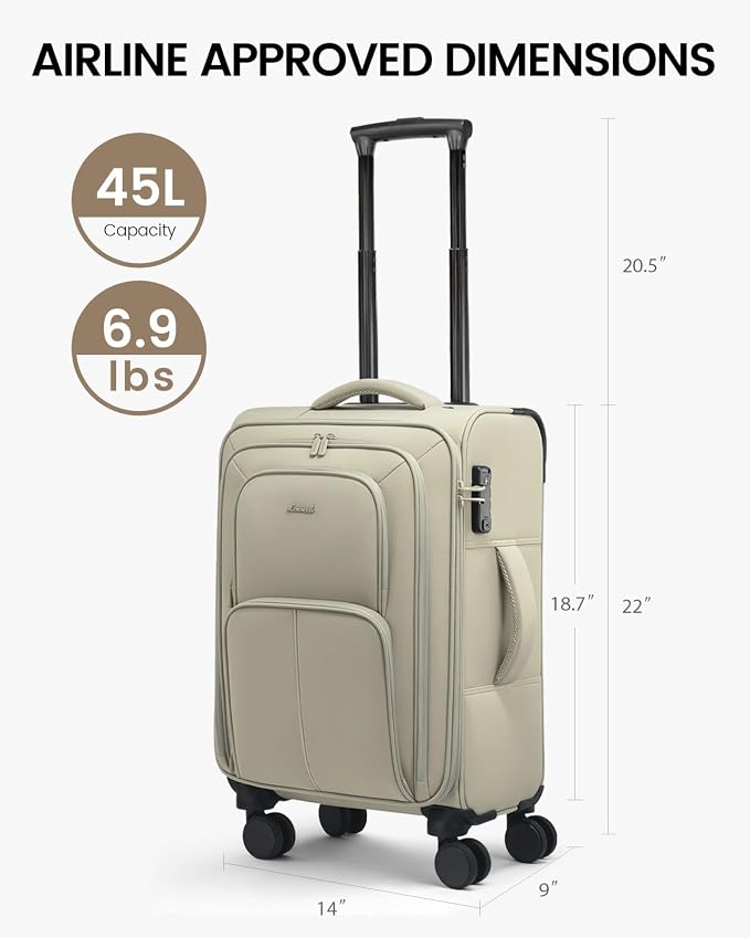 LOVEVOOK Carry On Luggage 22x14x9 Airline Approved, 22 Inch Softside Suitcases - Image 8