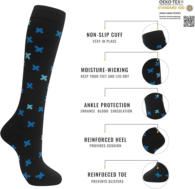 Compression Socks for Women Men Circulation Knee High 8 Pairs for Nurses - Image 3