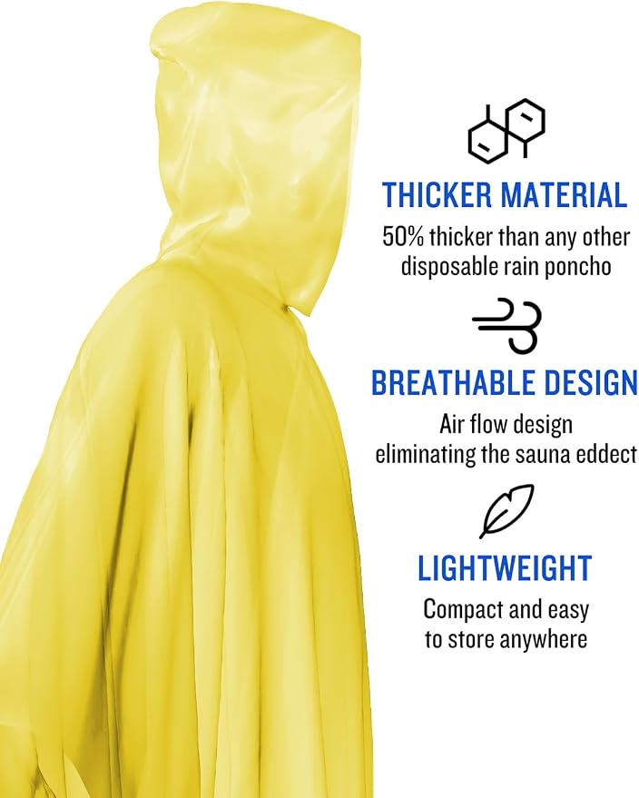 SaphiRose Disposable Rain Ponchos Emergency Clear Poncho - Image 2