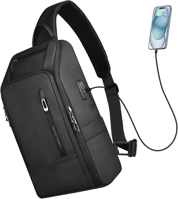 Crossbody Sling Bag for Men, Waterproof Sling Crossbody Backpack by HEROICKNIGHT