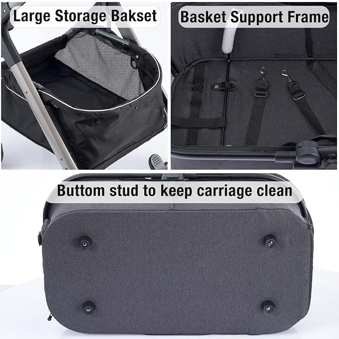 Pet Stroller for Small Medium Dogs, Cat Carriage Travel System Four Wheel Dog - Image 7