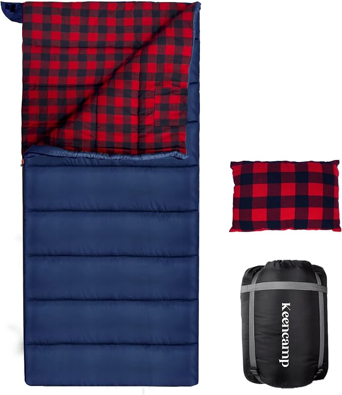 0 Degree Sleeping Bag Cotton Flannel Winter Cold Weather by Keencamp