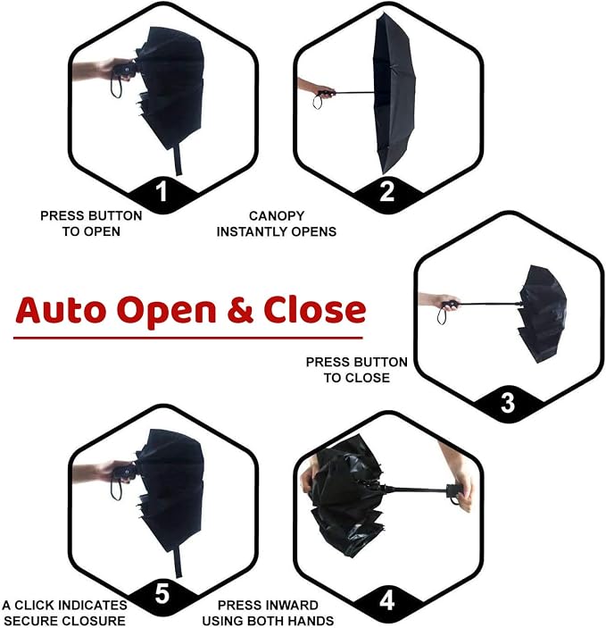 SY COMPACT Umbrella Automatic Travel Waterproof Light Folding Umbrellas Easy - Image 3