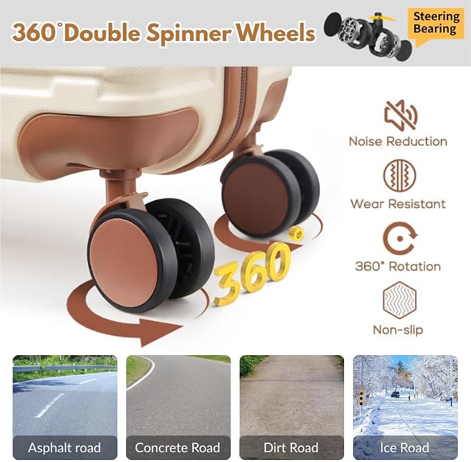 Luggage Sets 3 Piece with spinner wheels, PC+ABS Hard Shell Travel Luggage - Image 3